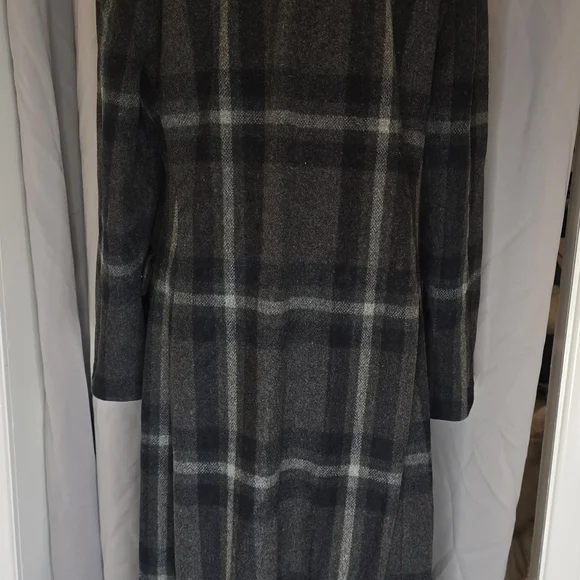 ZARA WOMEN’S STUDIO PLAID CHECK DOUBLE BREASTED 100% WOOL COAT GRAY - Picture 5 of 12